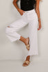 Callie White High-Rise Distressed Crop Wide Leg Jeans