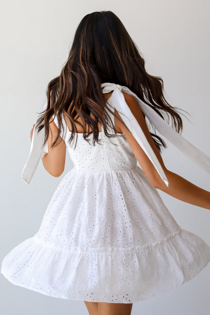 White Eyelet Tiered Mini Dress
