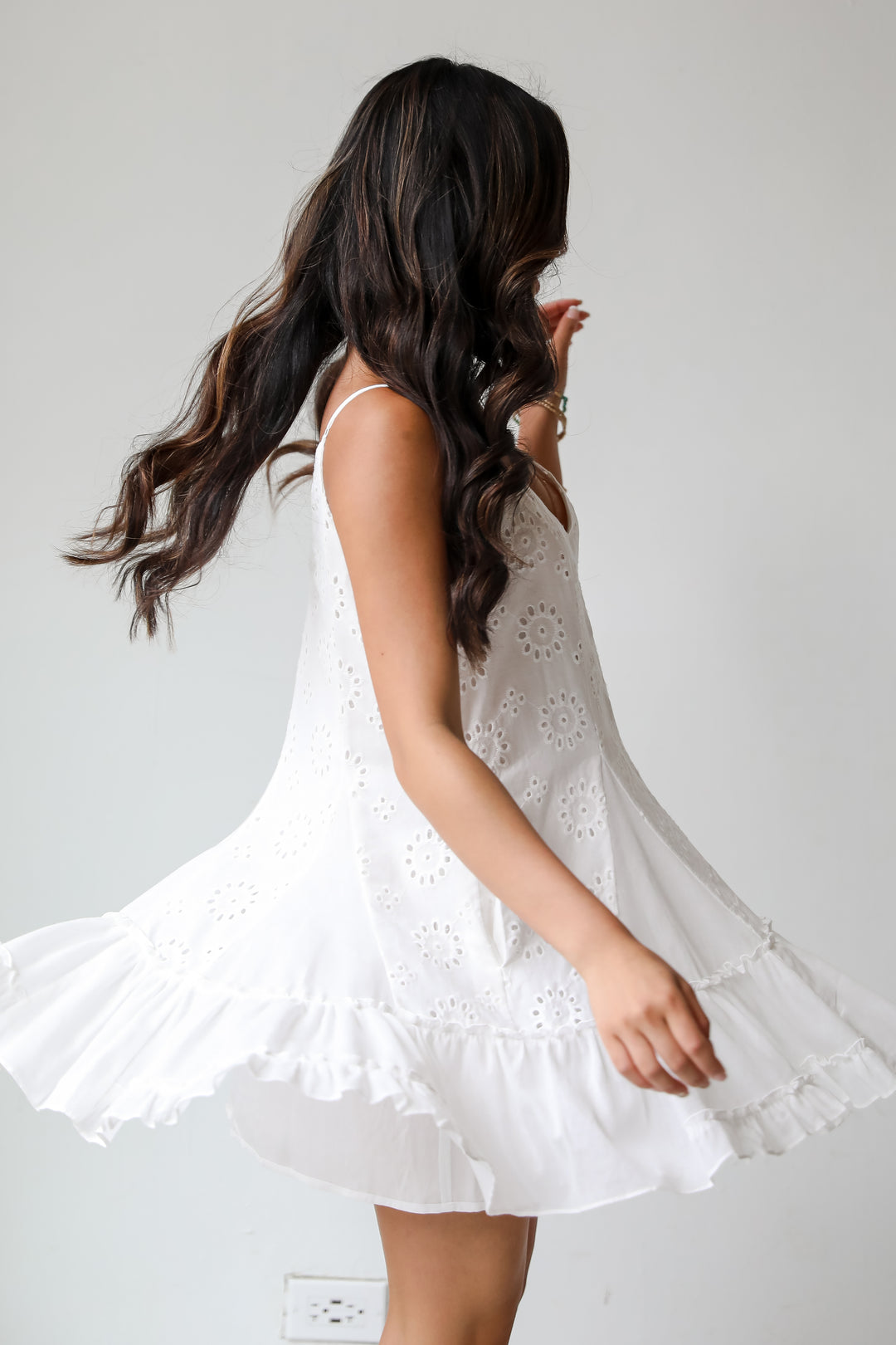 Sweet Sunlover White Eyelet Mini Dress