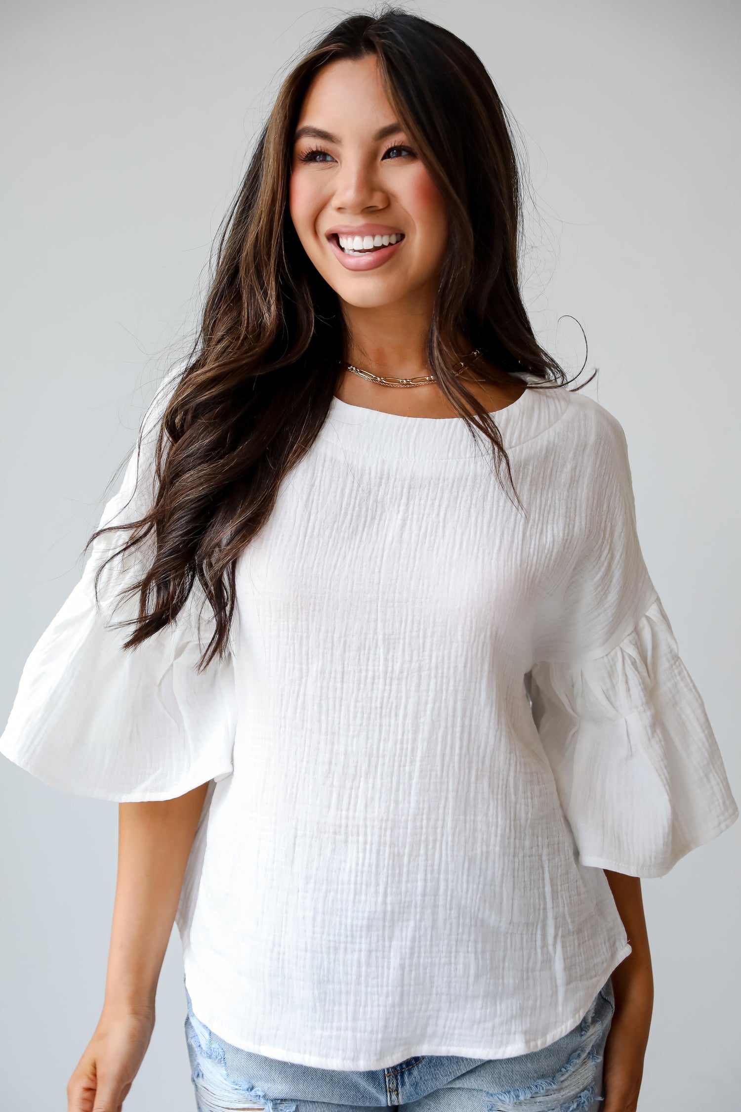 Bright Affection White Linen Blouse