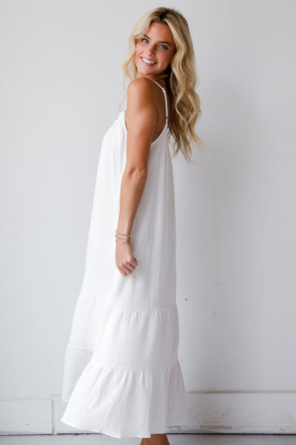 Sunkissed Cutie White Linen Maxi Dress