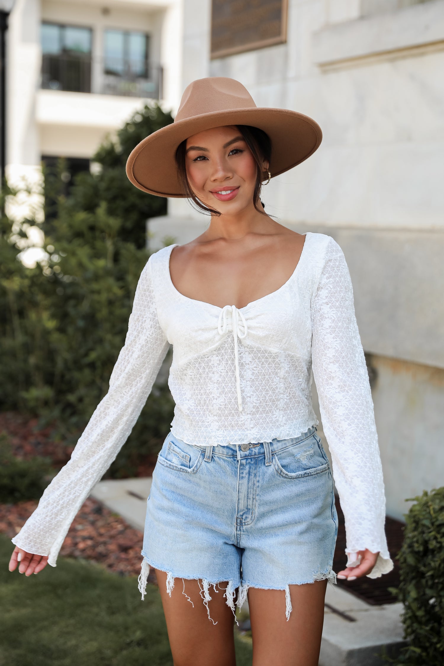 Trendsetting Cuteness White Mesh Blouse