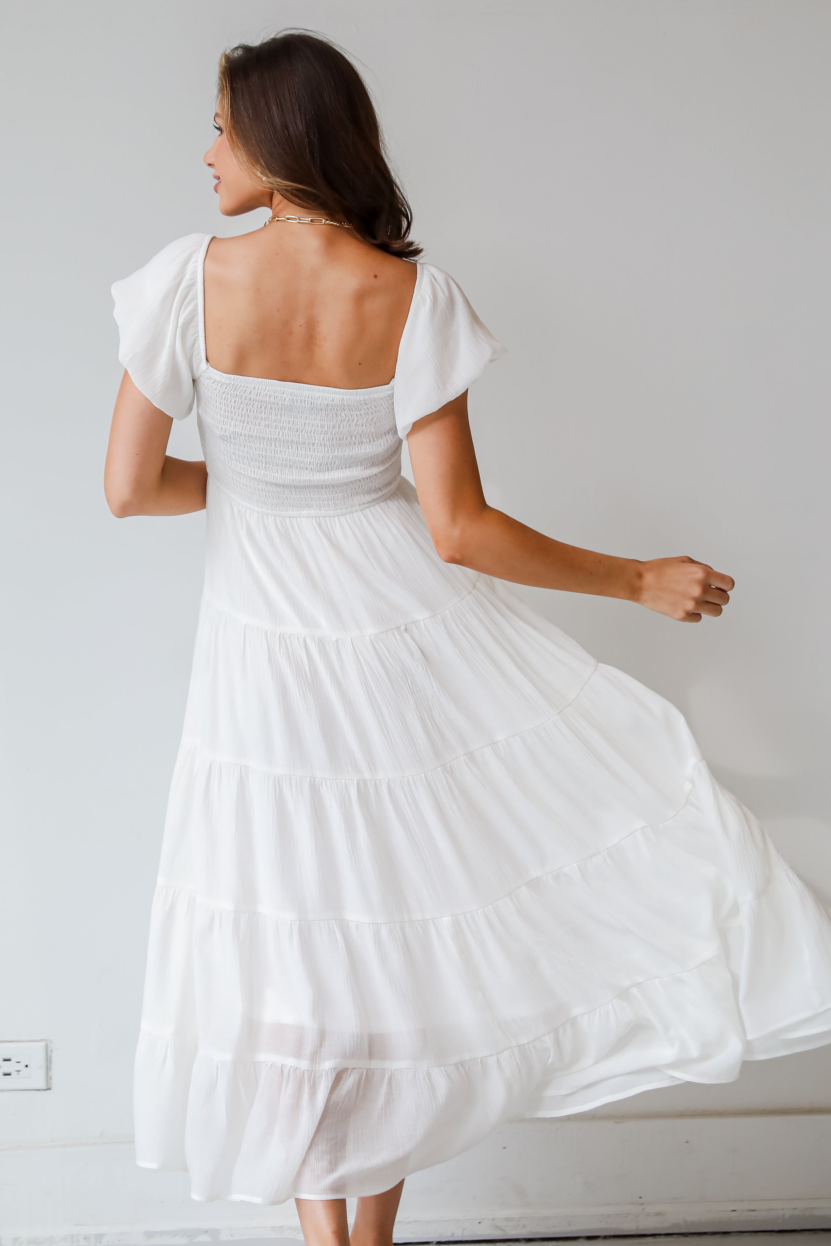 White Tiered Maxi Dress