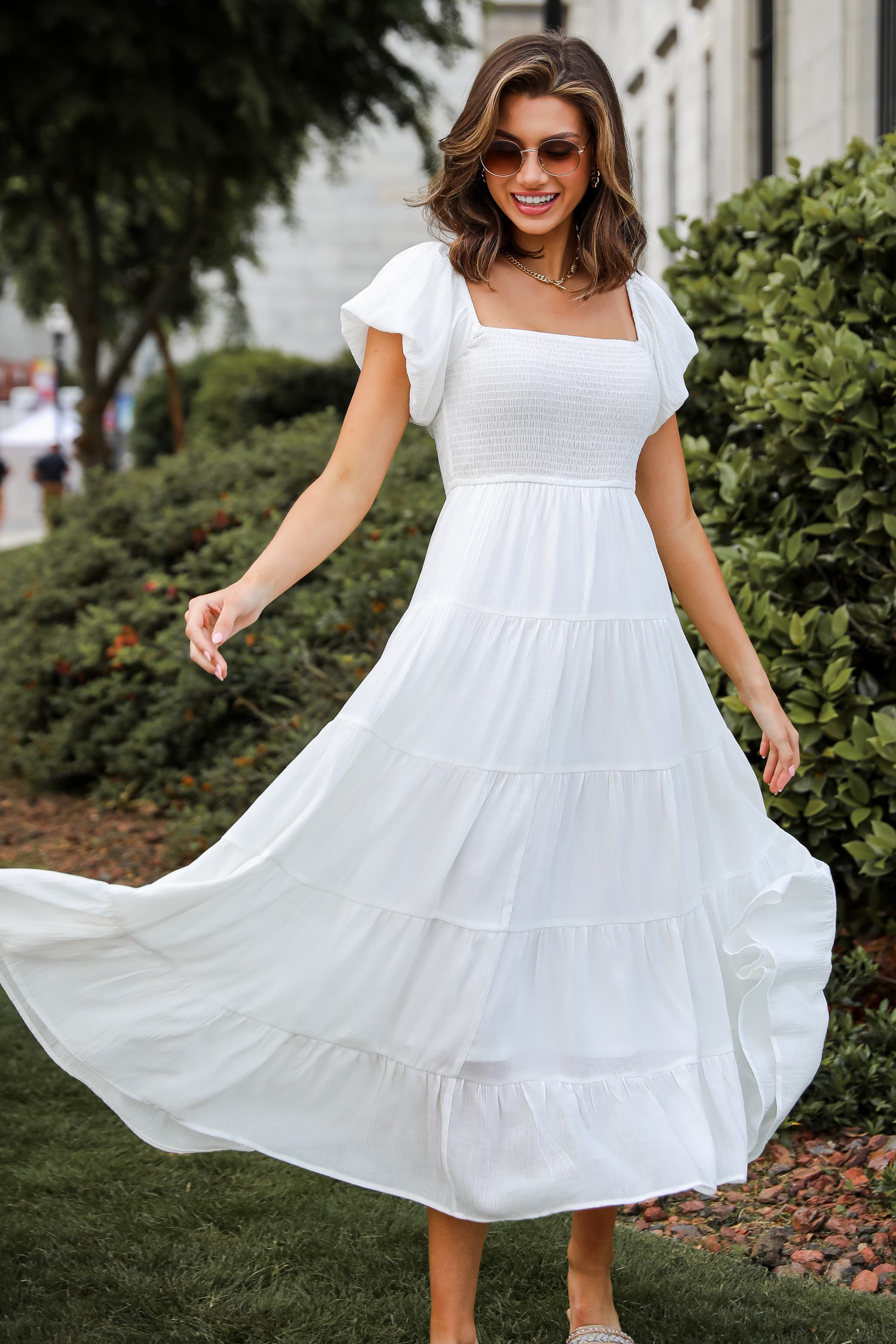 White Tiered Maxi Dress