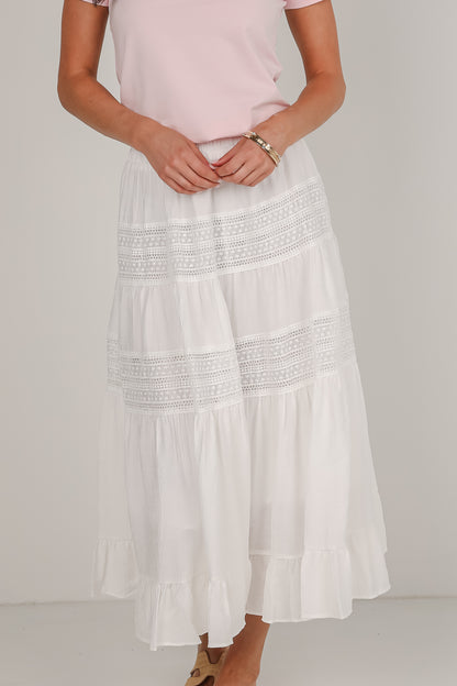 Remember You Fondly White Midi Skirt