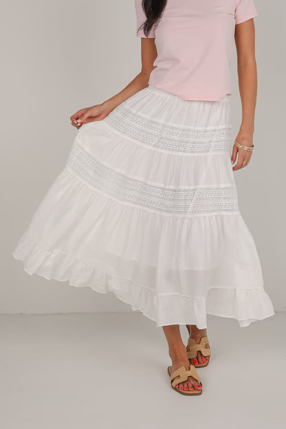 Remember You Fondly White Midi Skirt
