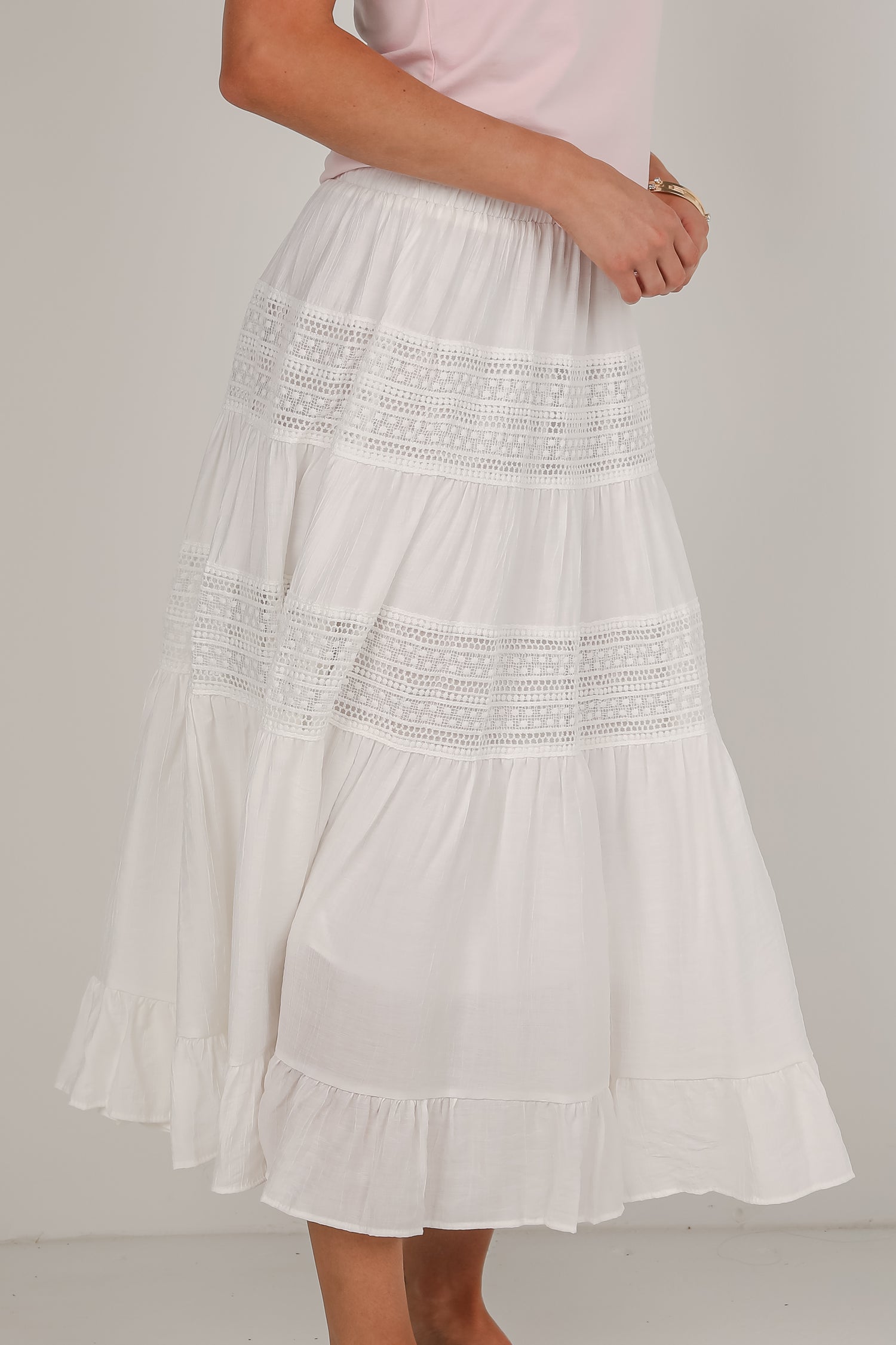 Remember You Fondly White Midi Skirt