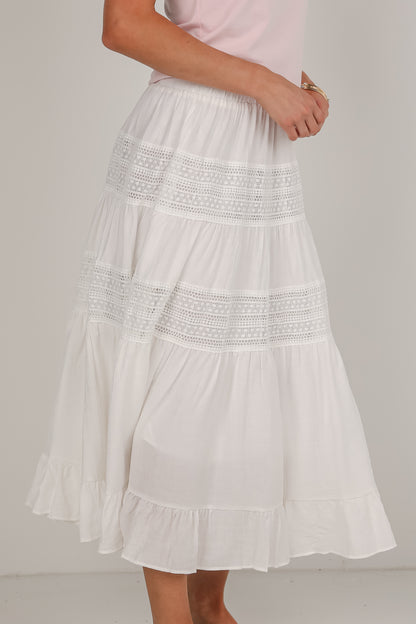 Remember You Fondly White Midi Skirt