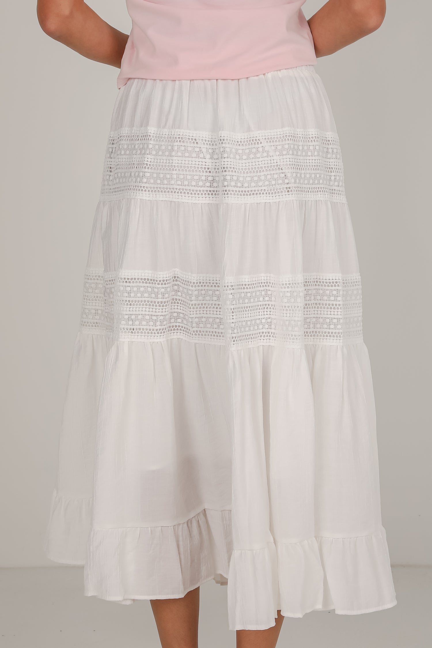 Remember You Fondly White Midi Skirt