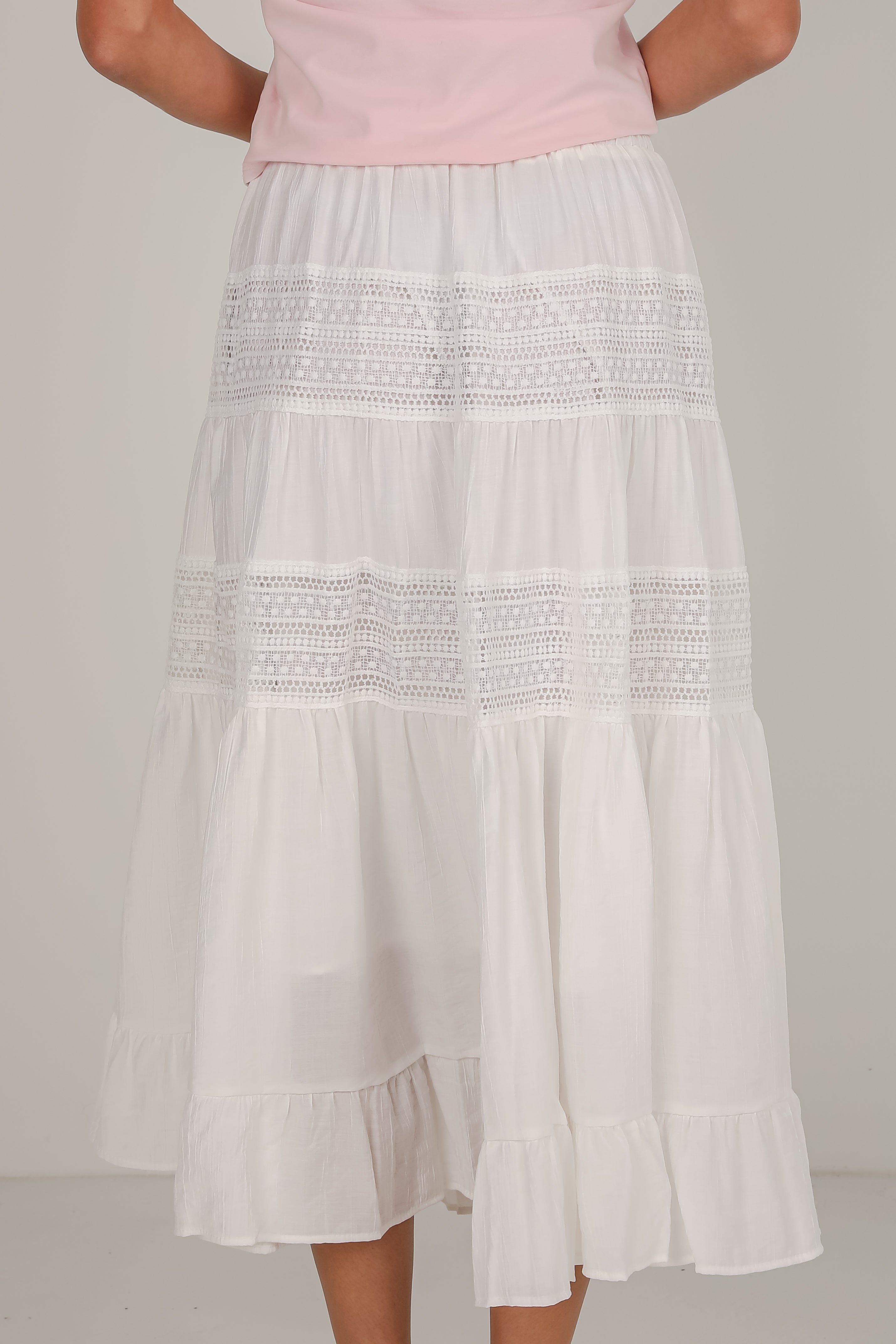 Remember You Fondly White Midi Skirt
