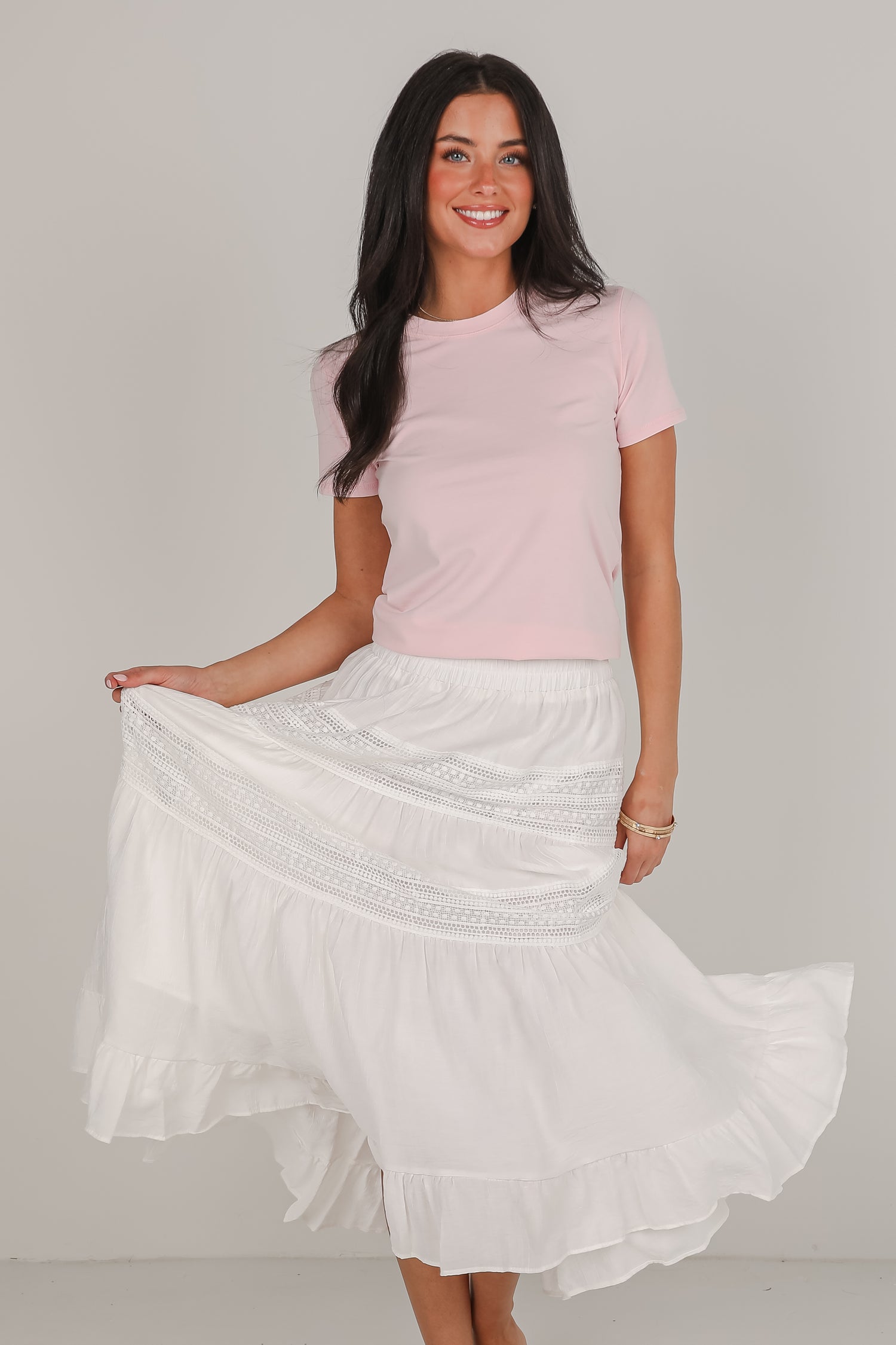 Remember You Fondly White Midi Skirt
