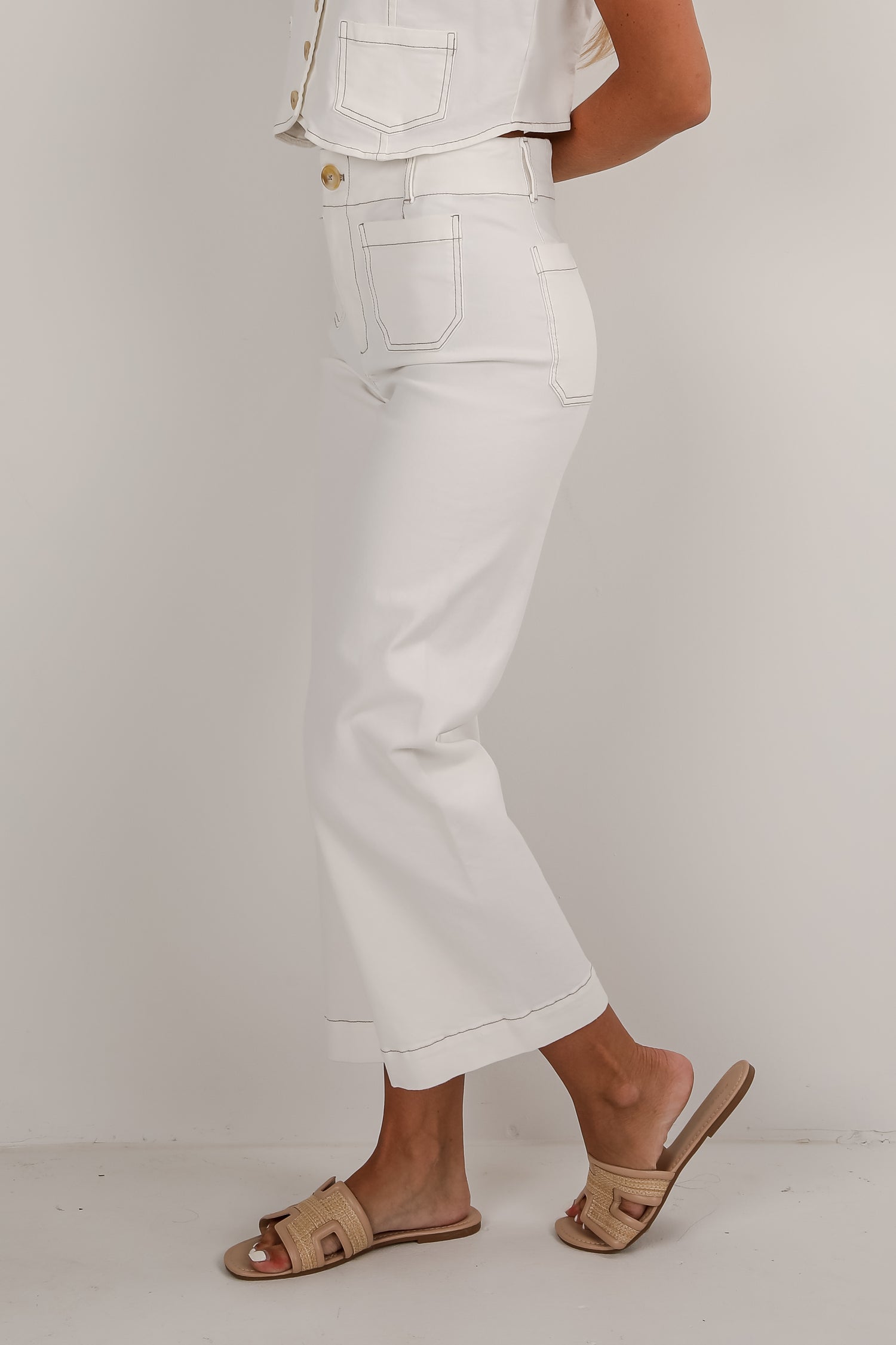 Poised Performance White Pants