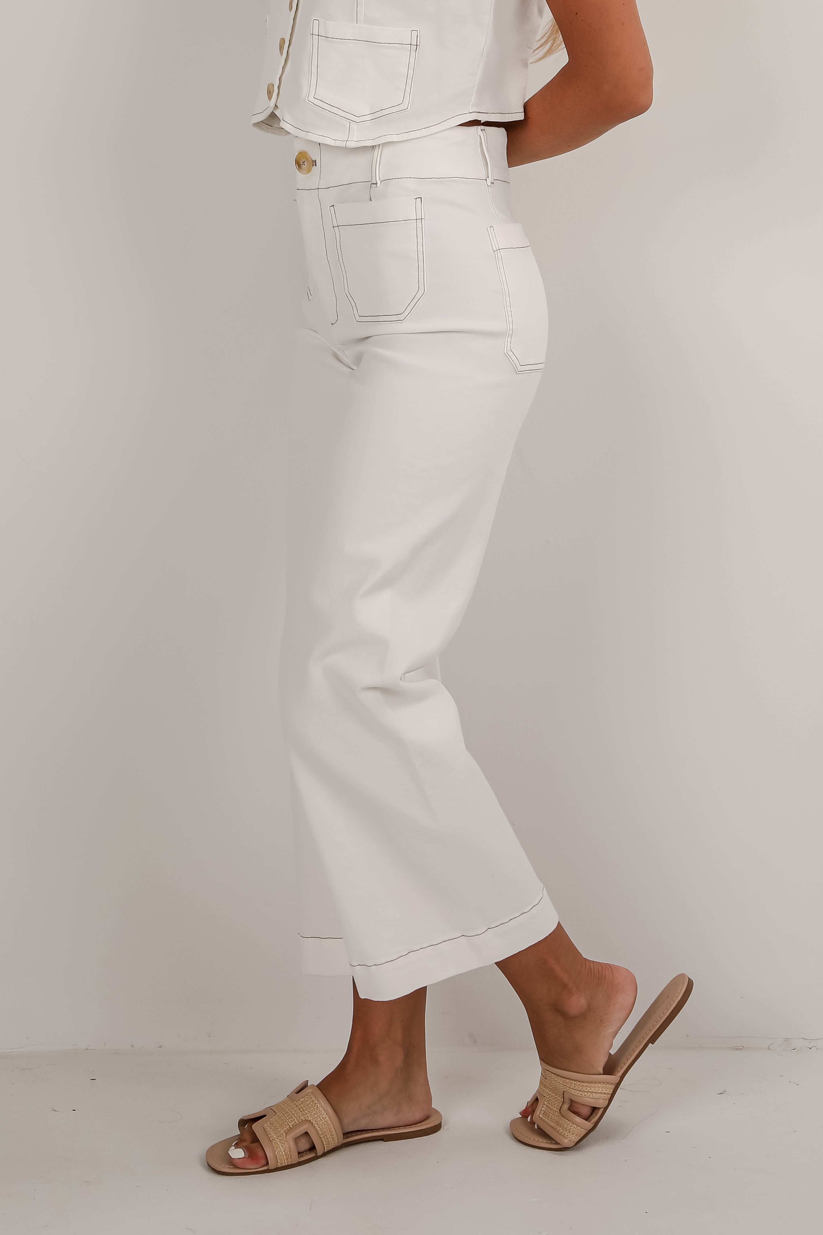 Poised Performance White Pants