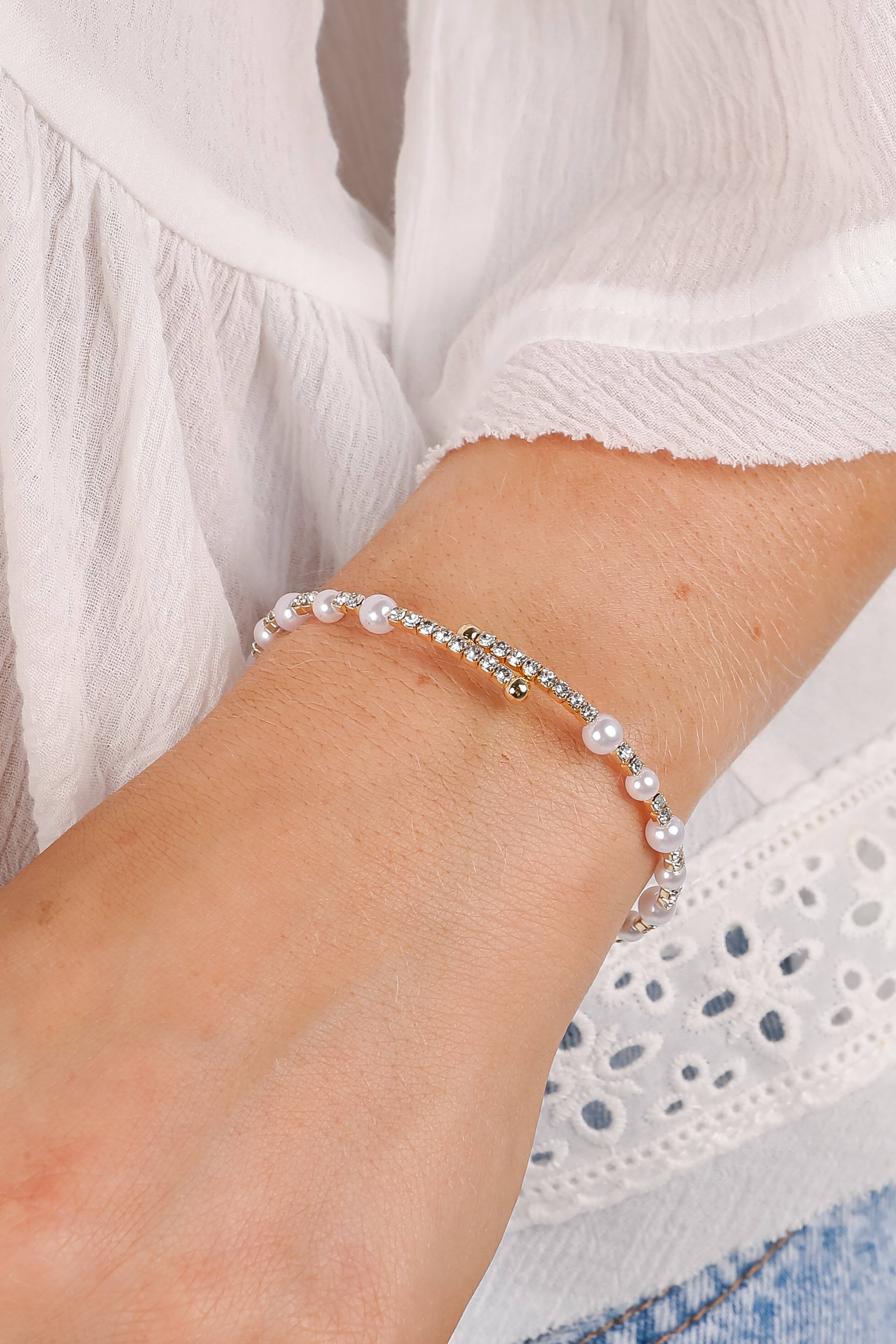 Chelsey Gold Pearl Cuff Bracelet