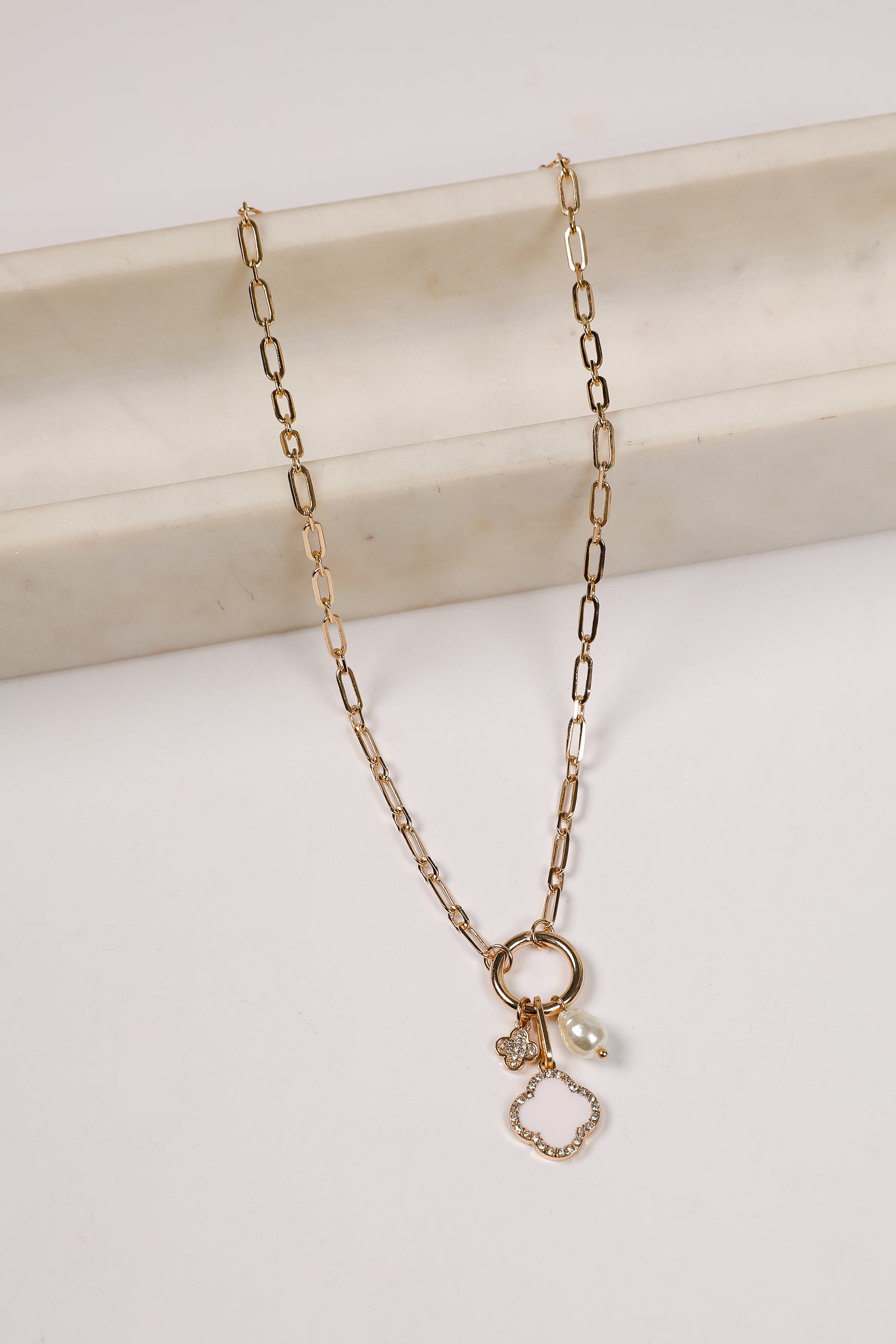 Amelia Quatrefoil Charm Necklace
