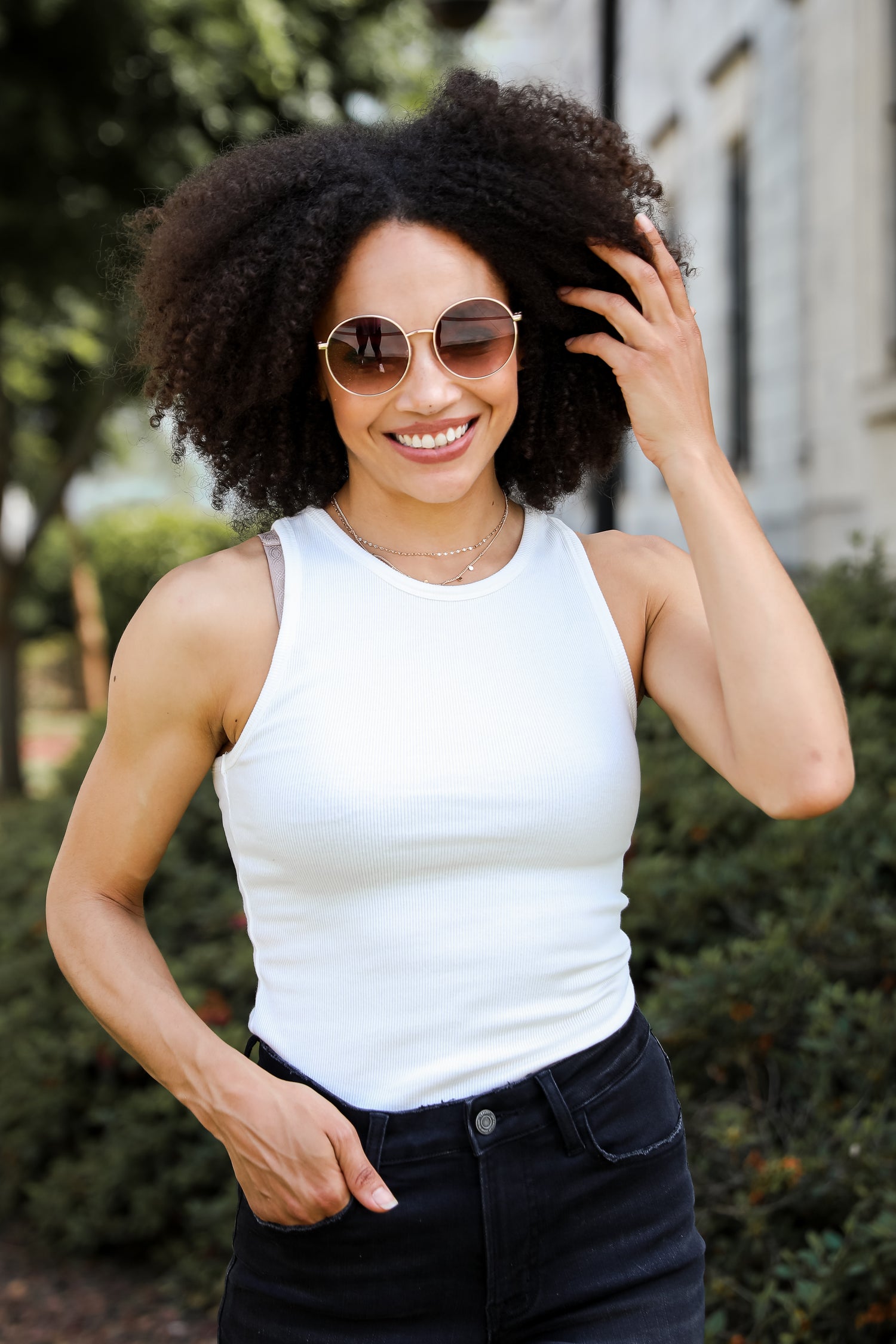 Elaine Everyday White Ribbed Tank for summer