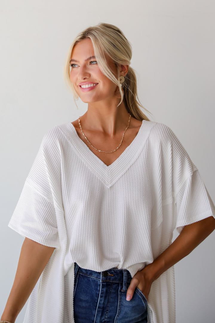 Essential Pick Off White Corded Top