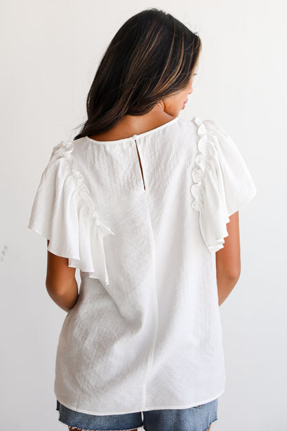 Admiring Cutie Off White Ruffle Blouse