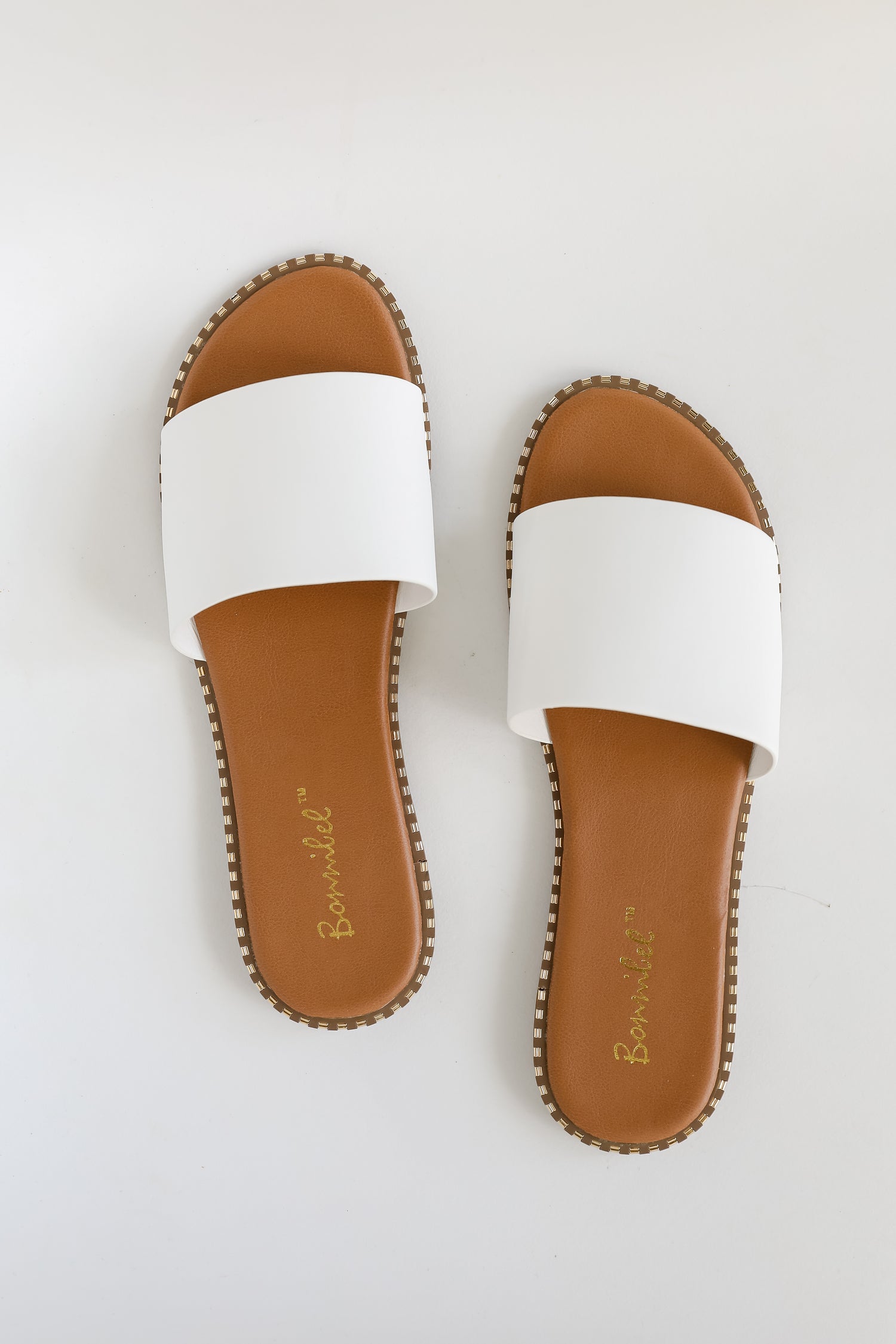 White Slide Sandals