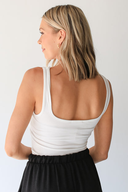 white Square Neck Tank back view