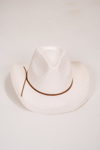 Sweetly Shaded White Straw Fedora Western Hat