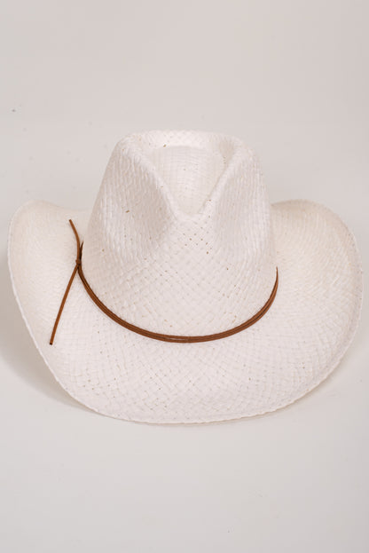 Sweetly Shaded White Straw Fedora Western Hat