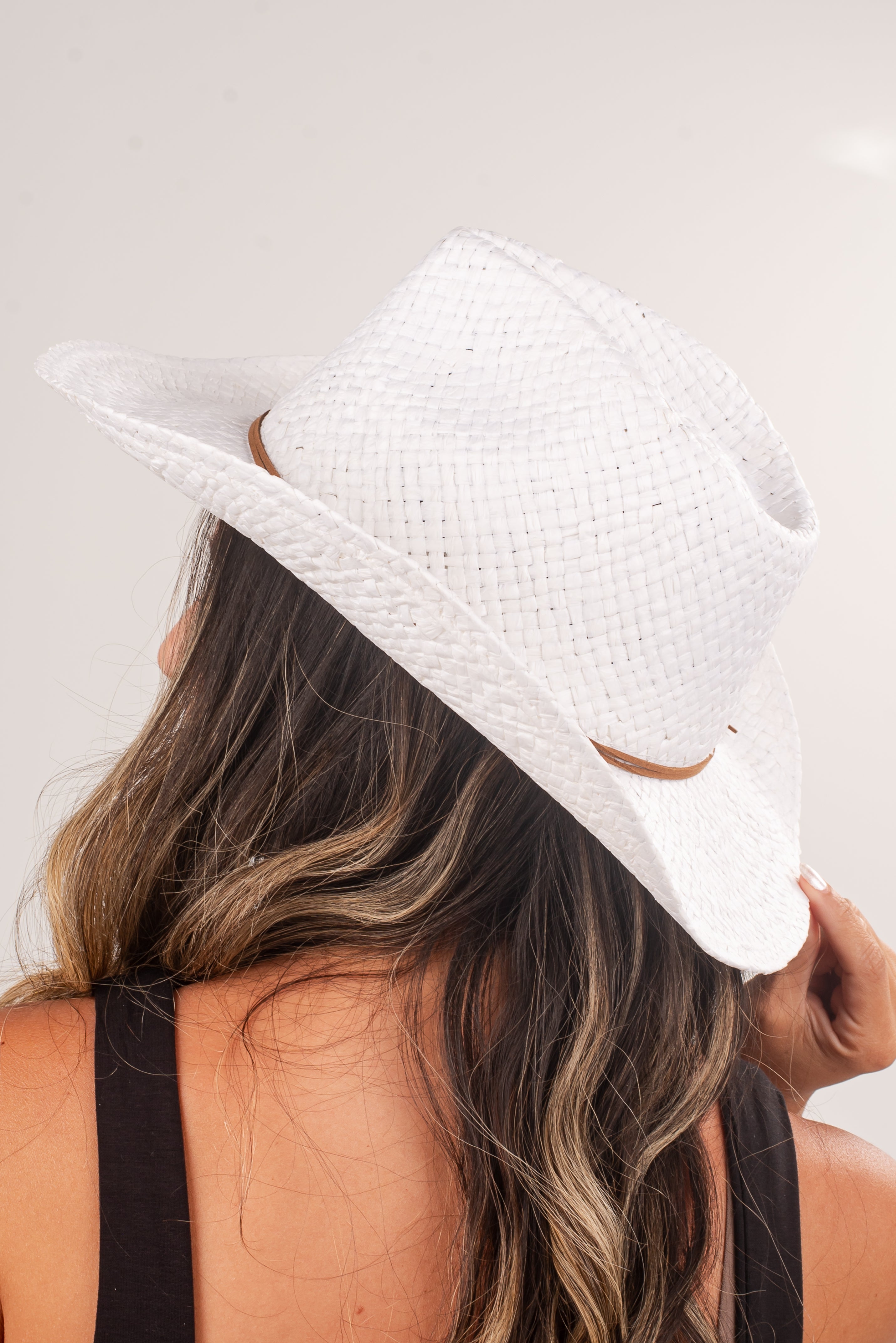 Sweetly Shaded White Straw Fedora Western Hat