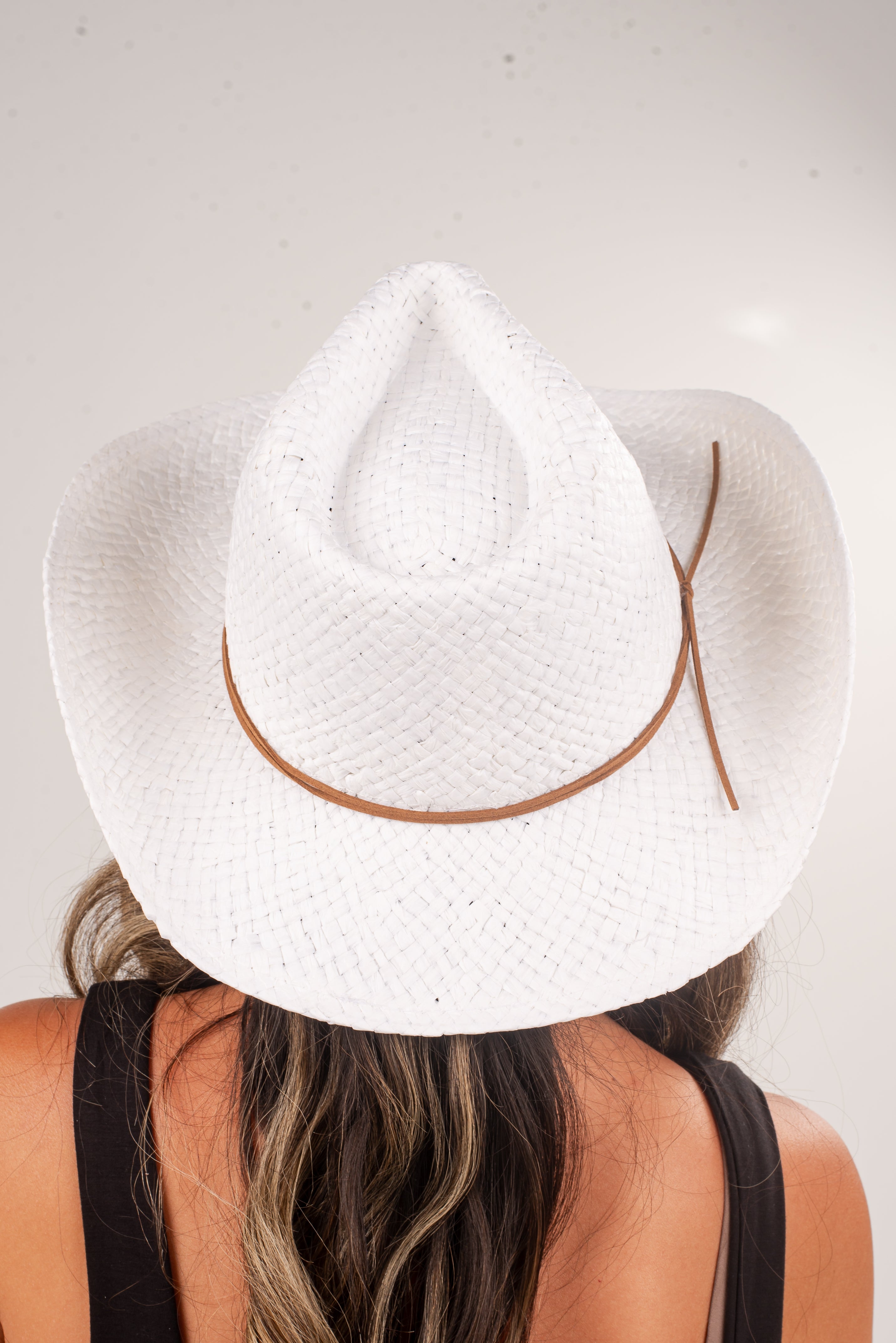 Sweetly Shaded White Straw Fedora Western Hat
