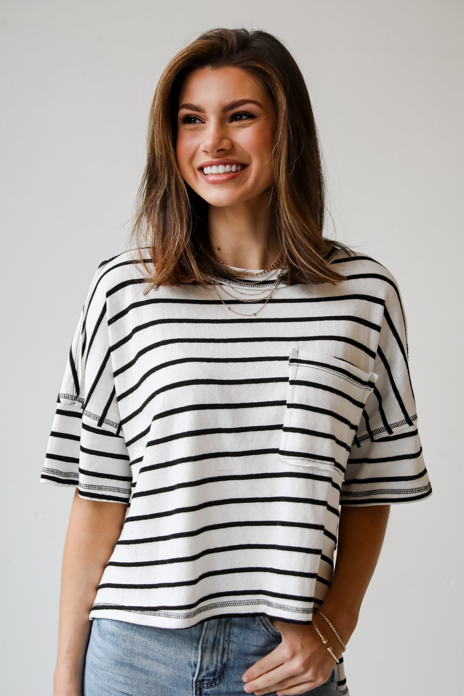 White Striped Tee