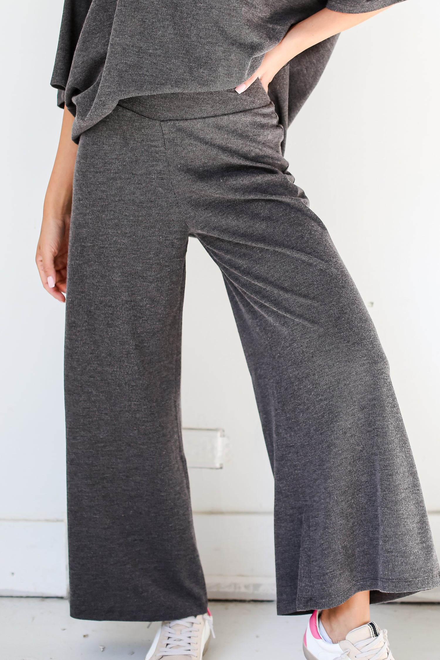 black Wide Leg Pants close up