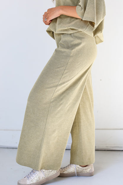 green Wide Leg Pants side view