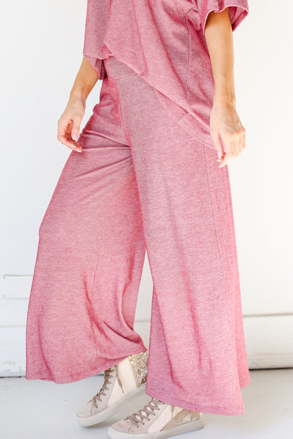 red Wide Leg Pants side view