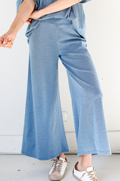 blue Wide Leg Pants on model