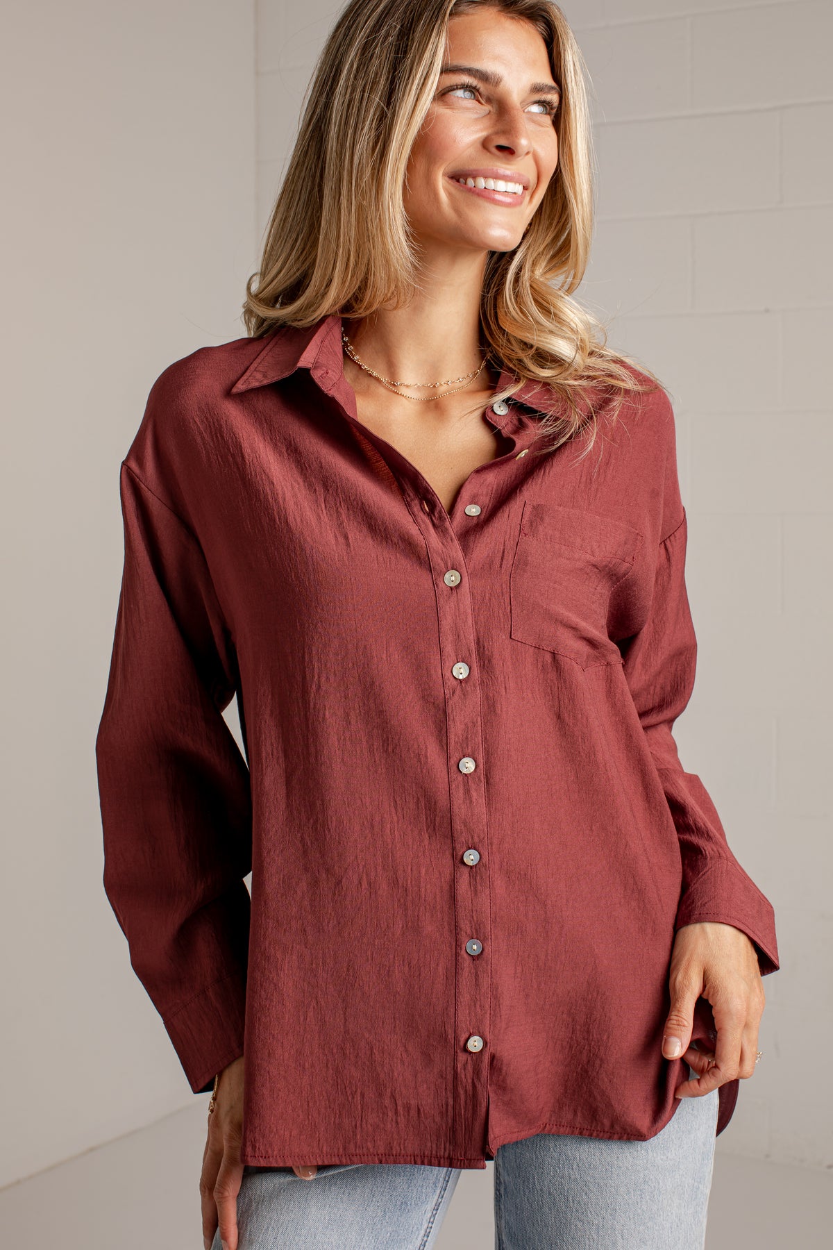 Making Plans Button-Up Blouse