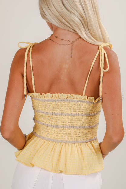 Soak Up The Sun Yellow Smocked Tank