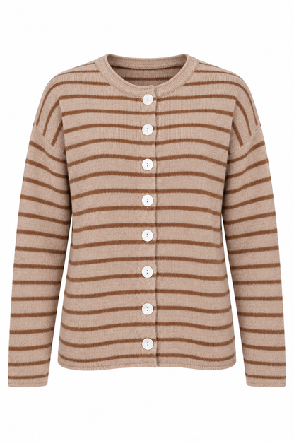 Quiet Moment Taupe Striped Cardigan