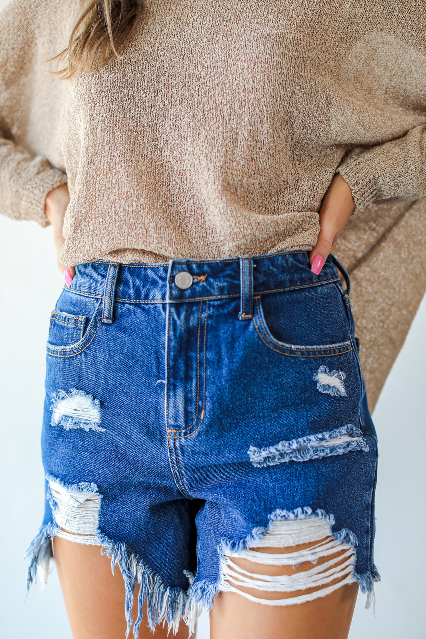 Reagan Distressed Mom Shorts