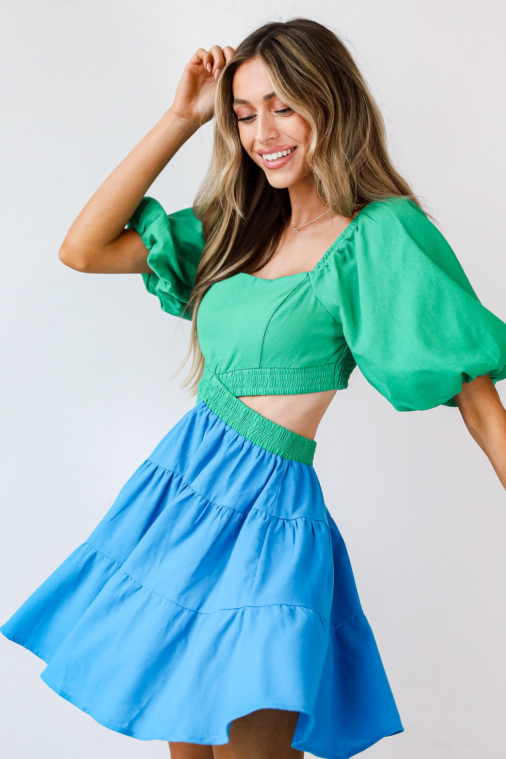 Be Bold Color Block Cutout Mini Dress