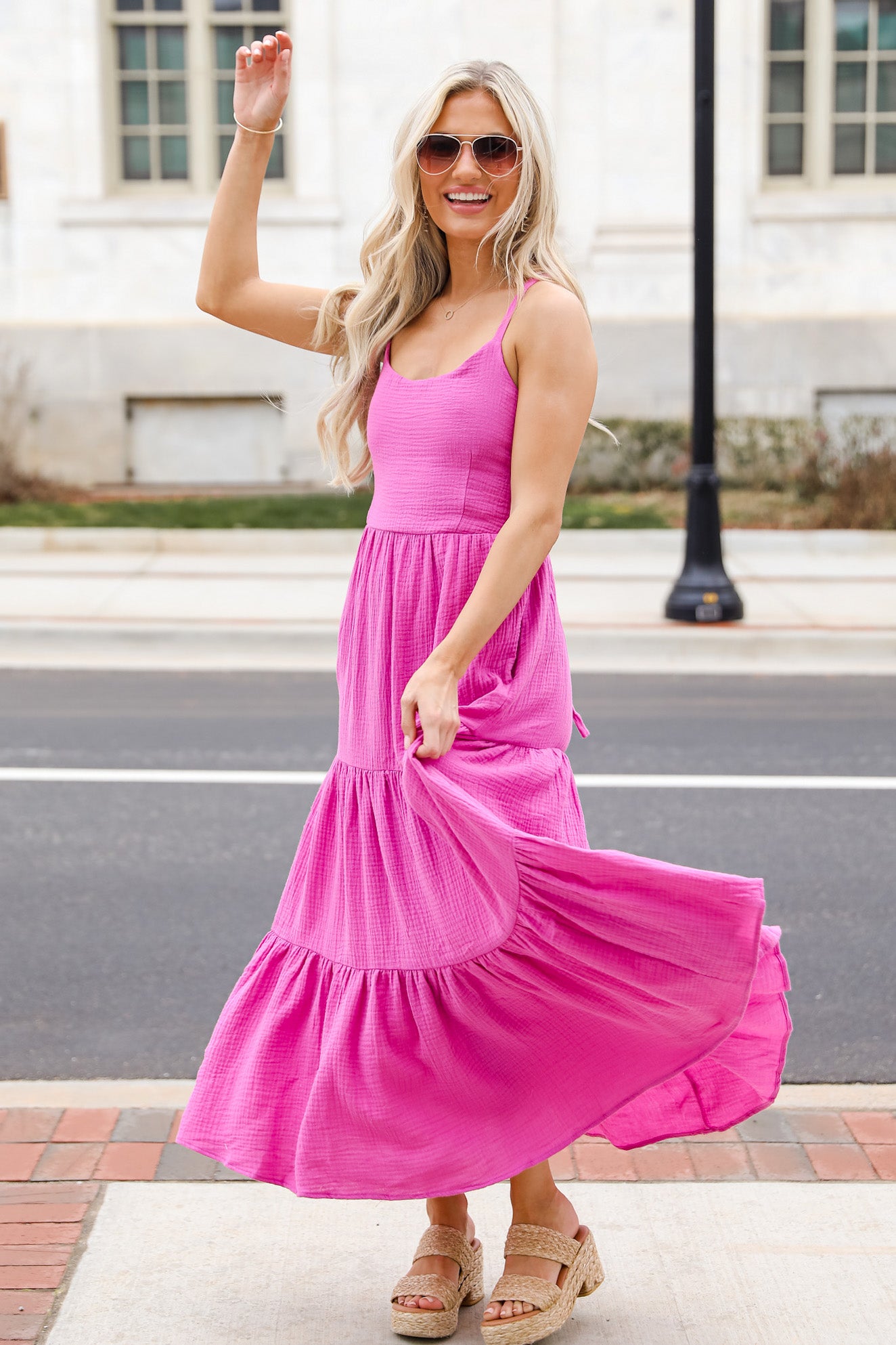 Sensational Sunshine Linen Tiered Maxi Dress