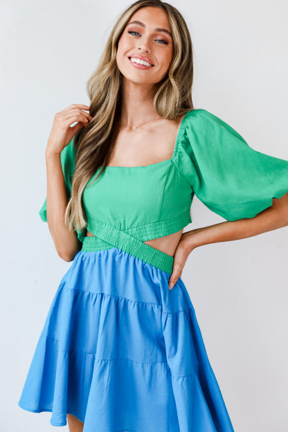 Be Bold Color Block Cutout Mini Dress