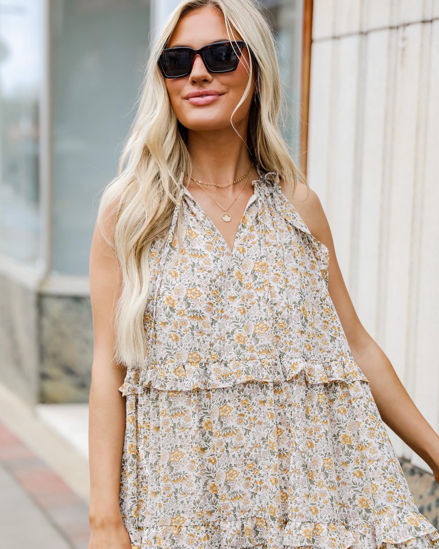 Delicate Design Ruffle Floral Midi Dress