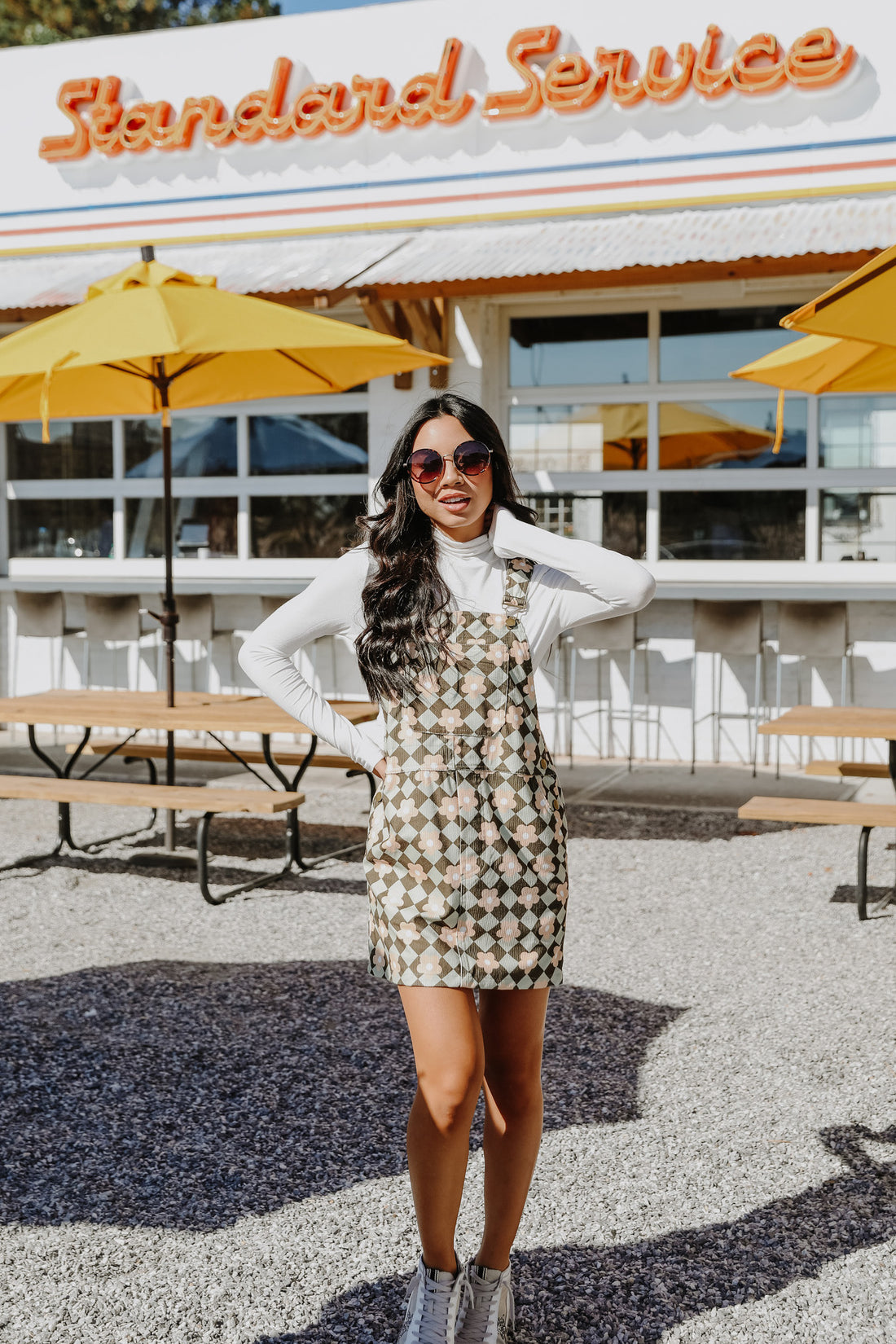 FINAL SALE - Groovy Girl Floral Overall Mini Dress