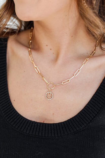 Gold Smiley Face Necklace