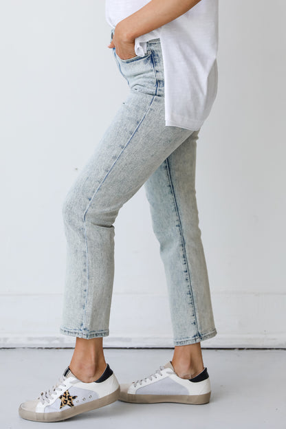 Straight Leg Acid Washed Jeans side view
