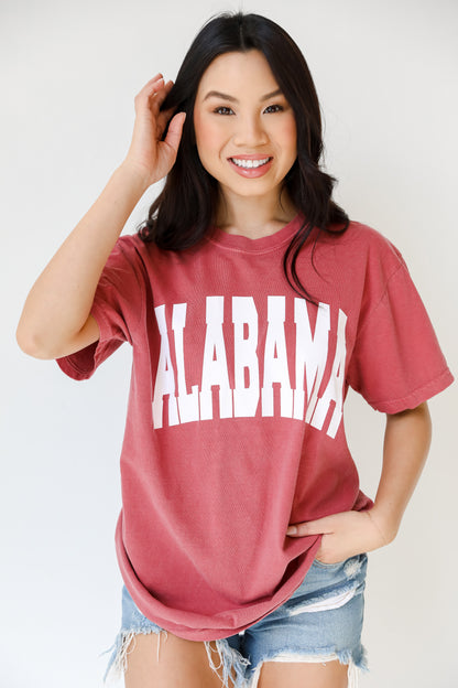 Crimson Alabama Tee on model