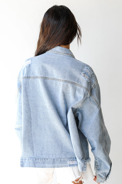 American Flag Vintage Denim Jacket back view