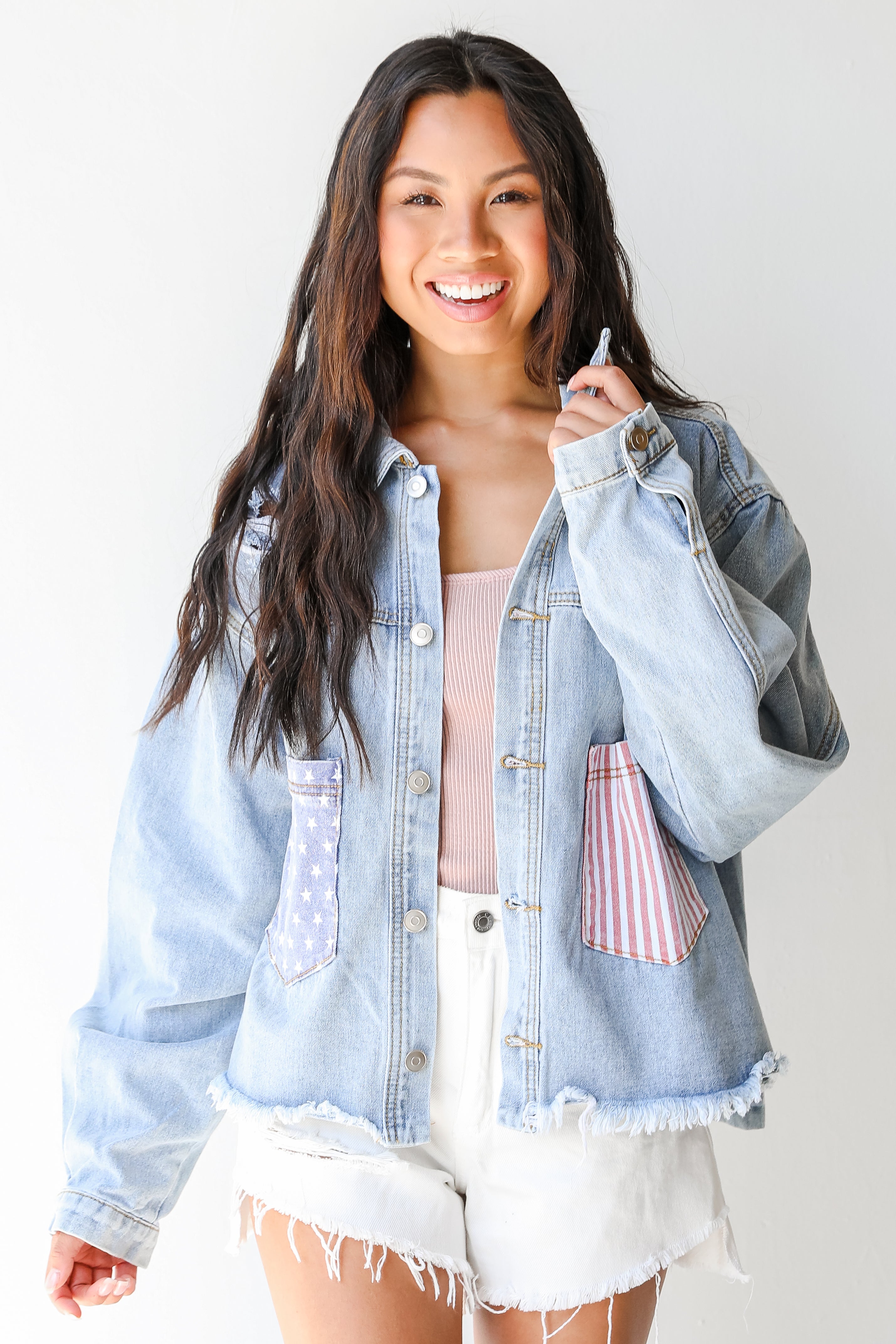 American Flag Vintage Denim Jacket from dress up