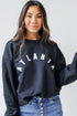  This comfy sweatshirt is designed with a soft and stretchy knit with a fleece interior. It features a crew neckline, long sleeves, a relaxed fit, and the word "Atlanta" on the front. 