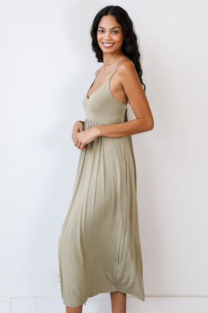 green Maxi Dress side view