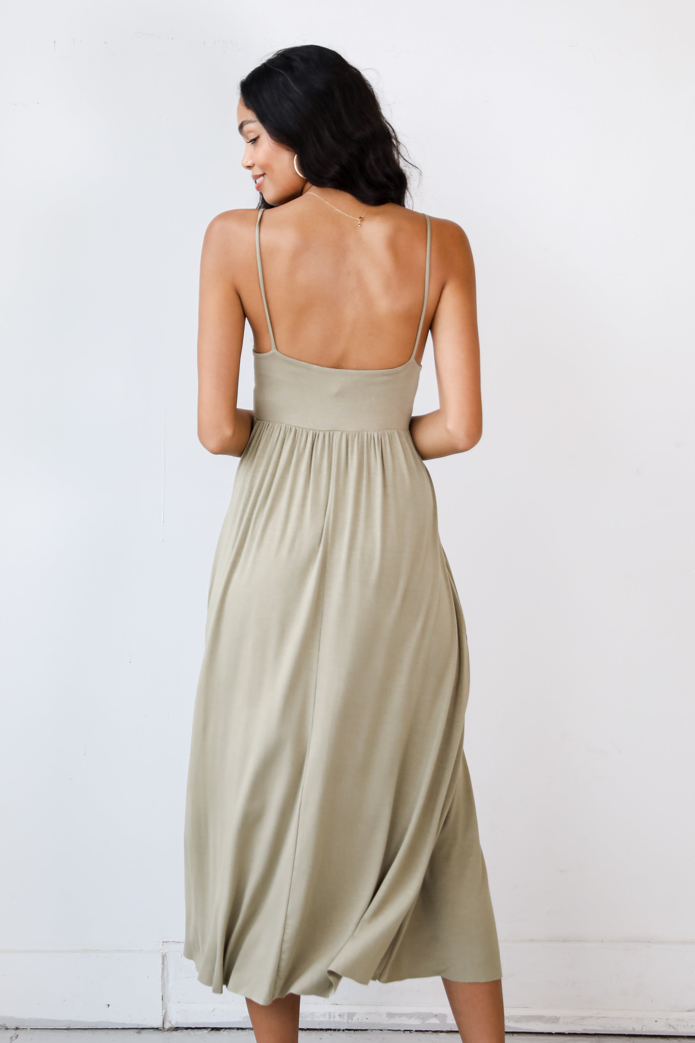 green Maxi Dress back view